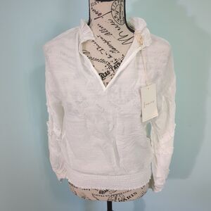 Franco white top blouse bishop sleeves new with tags small